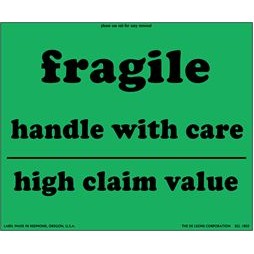 Fragile High Claim Value Matte Paper Labels - 8" x 10"