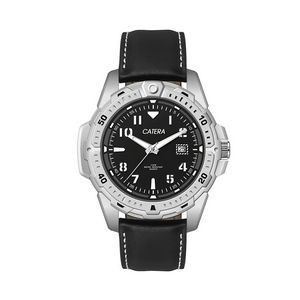 Wc5910 45mm Metal Matte Silver Case, 3 Hand, Dte Display, Black Dial, Leather Strap, Flat Mineral Cr