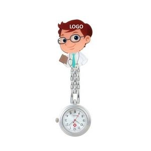 Pocket Alloy Clip Cartoon Nurse Watch
