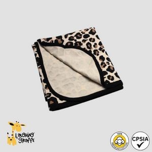 Baby Receiving Blanket - Leopard Print - Black/Beige - 100% Cotton - Laughing Giraffe®