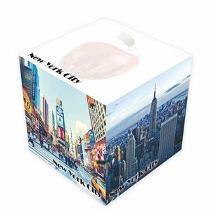4" x 4" x 4" Sticky note cube with 4cp on imprinted sides