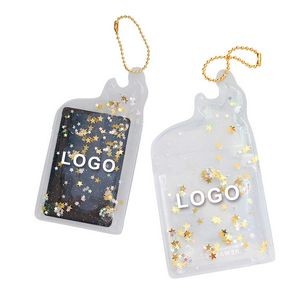 Floating Glitter Sequin Wallet Card Case Keychain