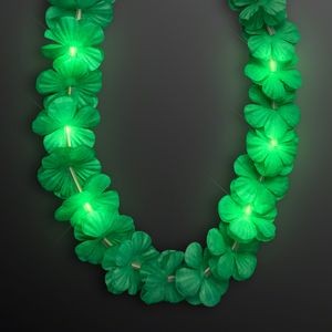 Light Up Green Lei Flower Necklaces - BLANK