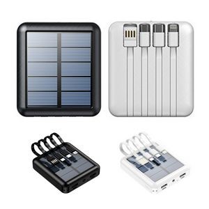 Portable Solar Power Bank 5000mAh with Integrated Cable