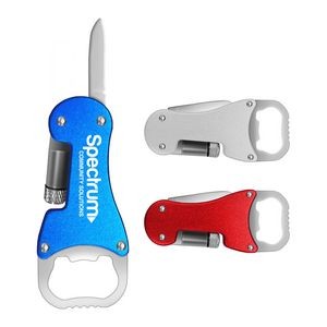 3 In 1 Bottle Opener With Flashlight And Knife