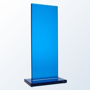Honorary Rectangle Glass Award, Blue, 9 1/2"H