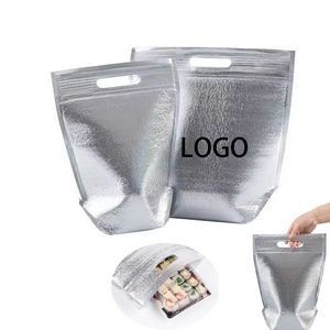 Insulated Easy Zip Lock Resealable Aluminum Bag lunch cooler bag with holder