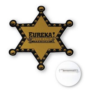 3" Sheriff Badge Star Shape Chipboard Full Color Button