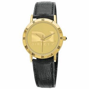 Men's Mirrorcraft Dial Watch With Black Leather Strap