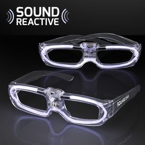 Flashing White Light Up 80s Style Shades with Sound Reactive LEDs - Domestic Print