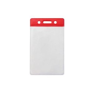 Horizontal Top Load Color Bar Badge Holder - Red (3.75"x2.63")