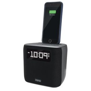 Dual Alarm, Dual Charging FM Clock Radio w/ Case Friendly Lightning Dock & USB Charging Port