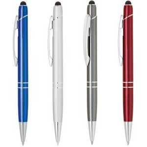 ST Series Silver Double Ring Pen with Stylus, black pen, stylus pen
