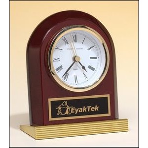 Rosewood Desk Clock Award w/Gold Metal Base (4"x5")