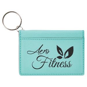 Teal Blue Laserable Leatherette Keychain ID Holder (4 1/4" x 3")