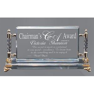Crystal Desktop Plaque with Columns and Gold Accents, 11"x5-3/4"