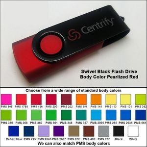Swivel Black Flash Drive - 64 GB Memory - Body Pearlized Red