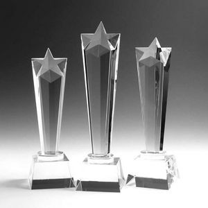 Soaring star optical crystal award/trophy. 11"H x 3"Sq
