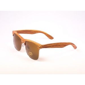 Half Frame Wood Pattern Sunglasses