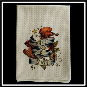 Cream Waffle Weave Kitchen Towel with Custom Print
