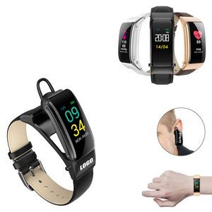 2-IN-1 Ear Bud With Leather Band Fitness Tracker Bracelet