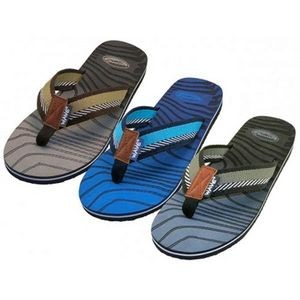 Men's Thong-Style Sandals - 3 Color Combos, Sizes 7-12 (Case of 36)