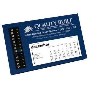 MMT LCD Therm-O-Date Thermometer Desk Calendar, Lapis Blue