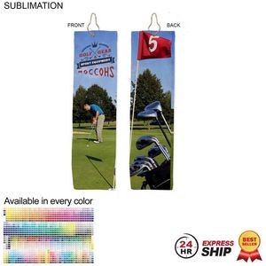 24 Hr Express Ship - Plush Velour Terry Cotton blend Golf Towel, Finished size 5x18, Trifold