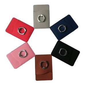 Silicone Card Pocket with Metal Ring Smartphone Stand