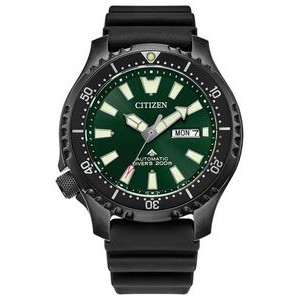 Citizen® Men's Promaster Dive Polyurethane Automatic Bracelet Watch w/Green Dial