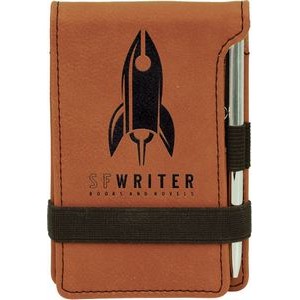 3 1/4" x 4 3/4" Rawhide Laserable Leatherette Mini Notepad with Pen