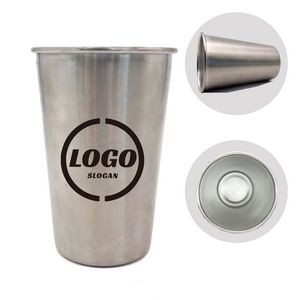 16 oz Stainless Steel Pint Cups Shatterproof Tumblers Unbreakable Metal Drinking Glasses