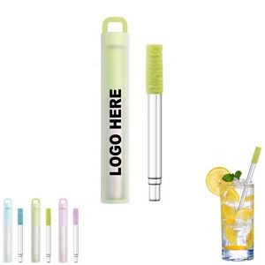 Reusable Collapsible Stainless Steel Straw With Plastic Case