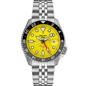 Seiko 5 Sports SS Automatic GMT Yellow Dial Watch