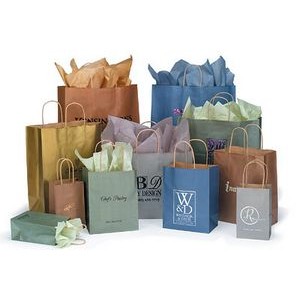 Metallic Colored Kraft Base Paper Bag w/Twisted Paper Handles (5 1/4"x3 1/4"x8 3/8")