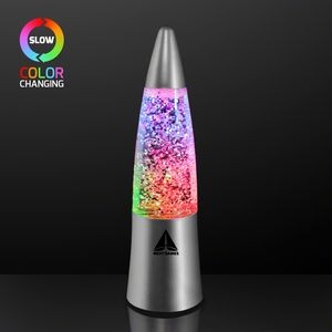 Imprintable Light Up Glitter Rocket Lamp w/ Silver Shell - Domestic Print