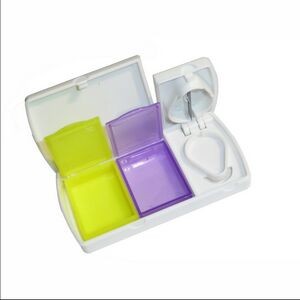 Two Cells Pill Box Container Crusher Split Cutter Knife Case