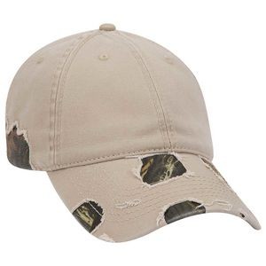 OTTO Camouflage Garment Washed Distressed Superior Cotton Twill 6 Panel Low Profile Baseball Cap
