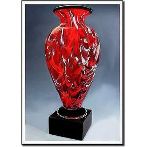 Montserrat Flame Art Glass Vase w/o Marble Base (3.75"x6")