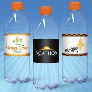 16.9 oz. Custom Labeled Water in Clear Bullet Bottle w/Orange Cap
