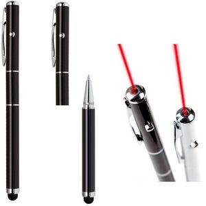 Laser pointer, stylus, ball point pen, 3 in one multifunctions pen - black