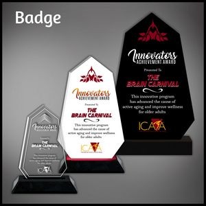 13" Badge Clear Acrylic Award with a Black Wood Base