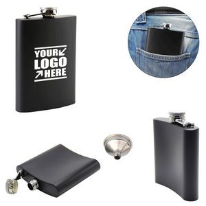 Black 8 Oz Stainless Flask