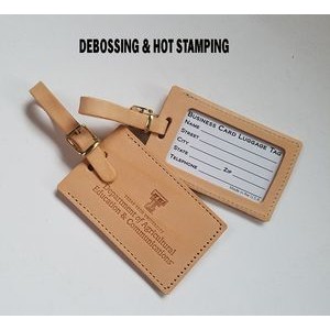 DEBOSSING & HOT STAMP Genuine Leather Luggage Tag