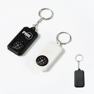 Rectangle Compass Keychain With Split Ring