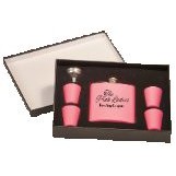 6 Oz. Matte Pink Flask Set w/Black Presentation Box