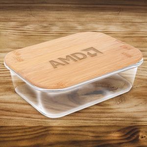 34 Oz. Glass Food Storage Container With Bamboo Lid (Factory Direct - 10-12 Weeks Ocean)