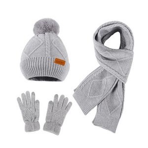 3-Pieces Winter Beanie Hats, Scarf and Touch Screen Gloves Set