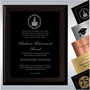 Black Matte Finish Wood Plaque Academic Achievement Award (7" x 9")