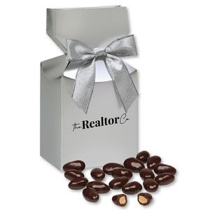Dark Chocolate Covered Almonds in Silver Premium Delights Gift Box